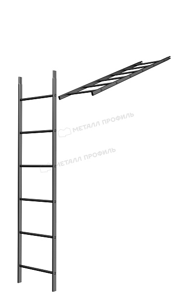 Лестница кровельная стеновая дл. 1860 мм без кронштейнов (9005) ― заказать по приемлемой стоимости в Алматы.